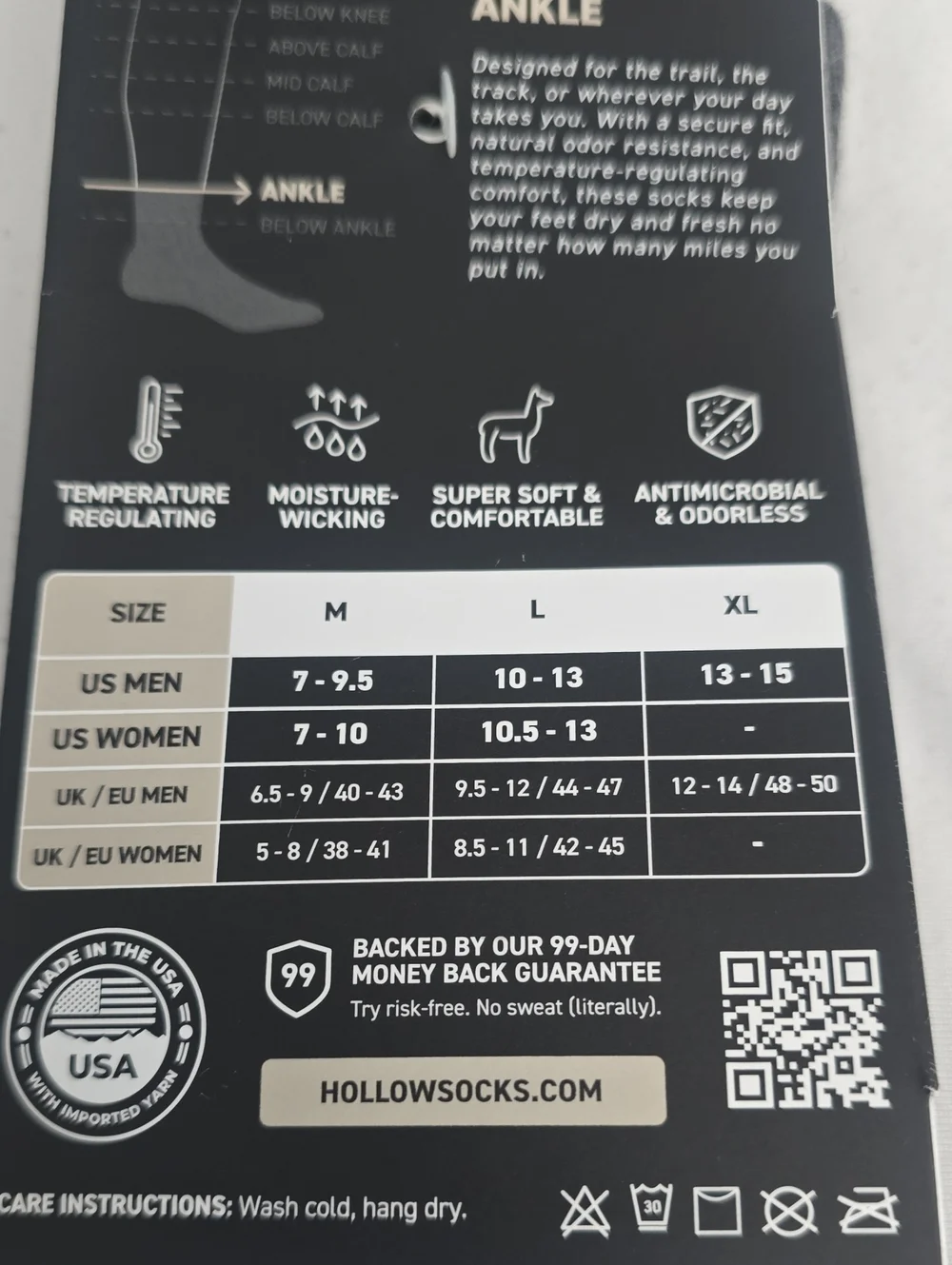 Hollow Performance Ankle Alpaca Socks - NWT - L, M